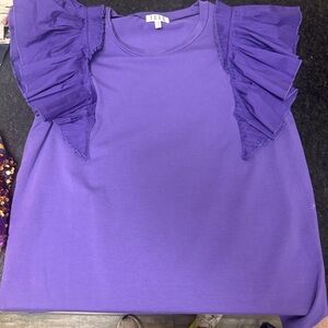 TCEC Vibrant Purple Blouse with Ruffle Accents